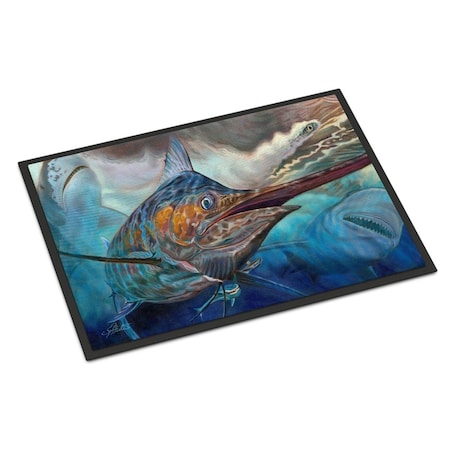 Carolines Treasures 24 x 36 in. Running The Guantlet Blue Marlin Indoor or Outdoor Mat JMA2000JMAT